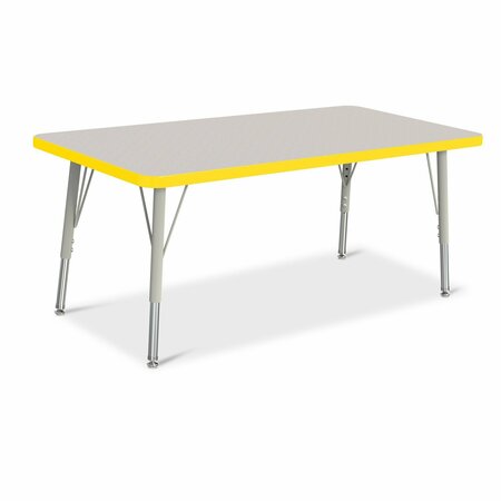 JONTI-CRAFT Berries Rectangle Activity Table, 24 in. x 48 in., E-height, Freckled Gray/Yellow/Gray 6403JCE007